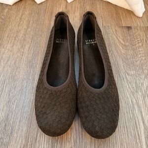 Stuart Weitzman Flats Woven Suede Dark Brown Comfort Quiet Luxury Minimalist 10